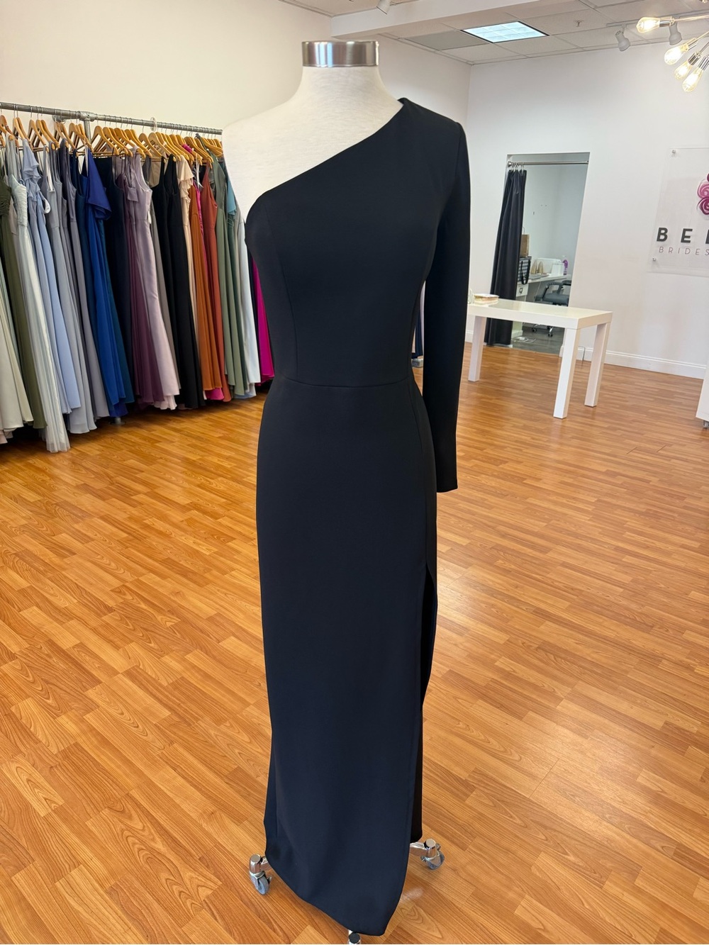 Jenny Yoo Carrera One-Shoulder Black Evening Gown